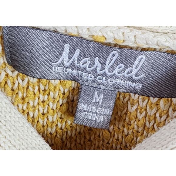 Golden Yellow Star Sweater Medium Cream Cotton Celestial Statement Timeless - Picture 8 of 10